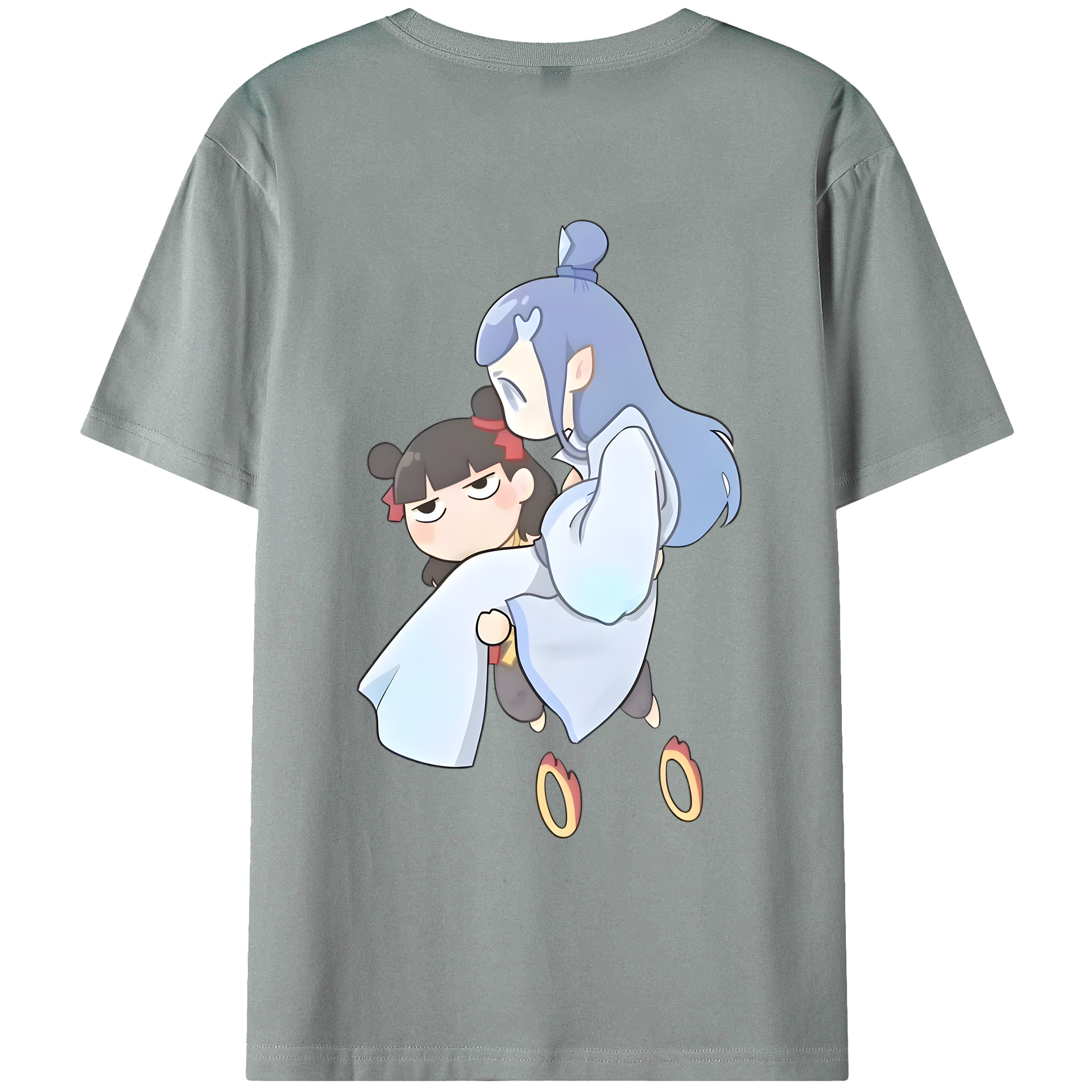 （画像用） Ne Zha 2 ナタ 魔童の大暴れ 綿100％ メンズ半袖Tシャツ（バックプリント） 通気性